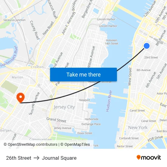26th Street to Journal Square map