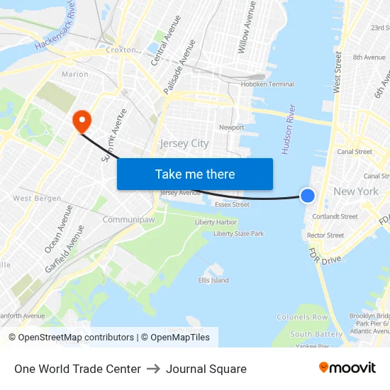 One World Trade Center to Journal Square map