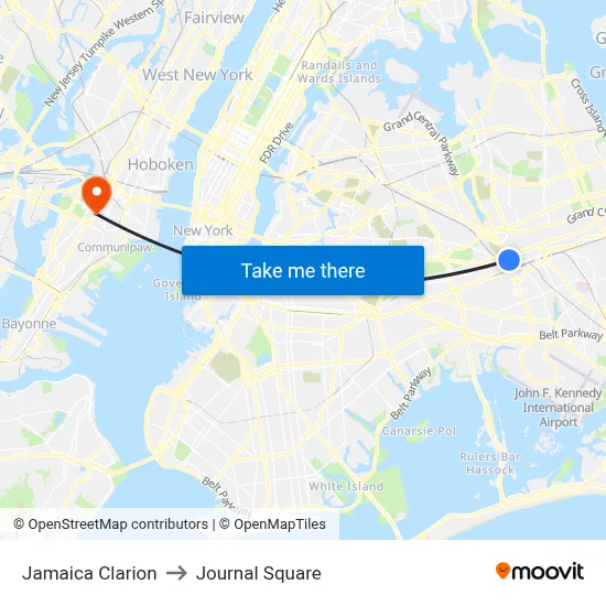 Jamaica Clarion to Journal Square map