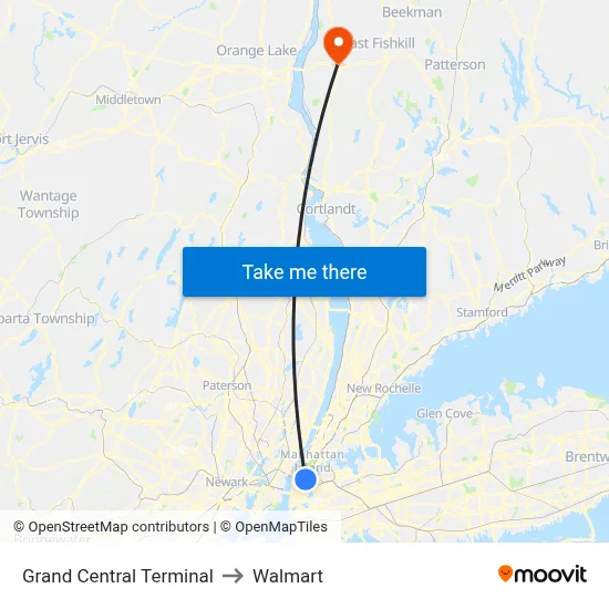 Grand Central Terminal to Walmart map