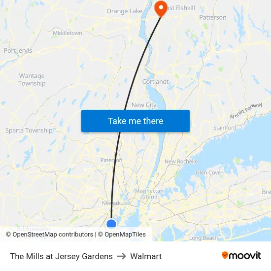 The Mills at Jersey Gardens to Walmart map