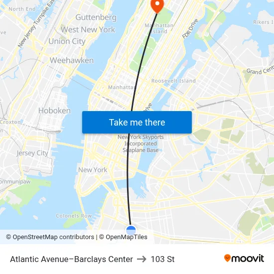 Atlantic Avenue–Barclays Center to 103 St map