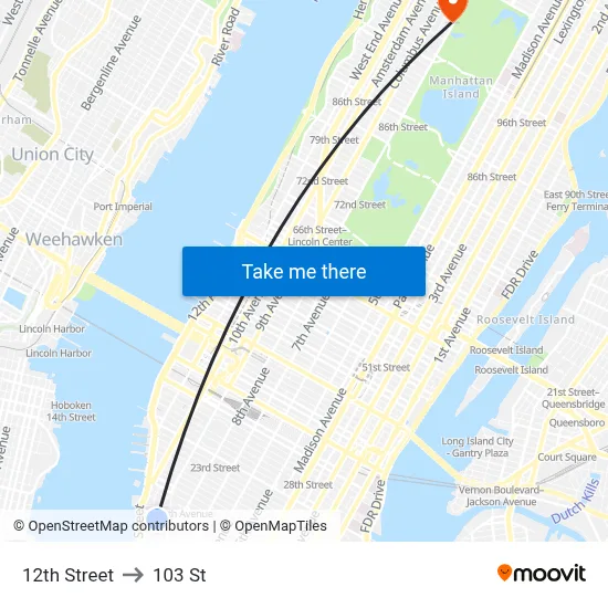 12th Street to 103 St map