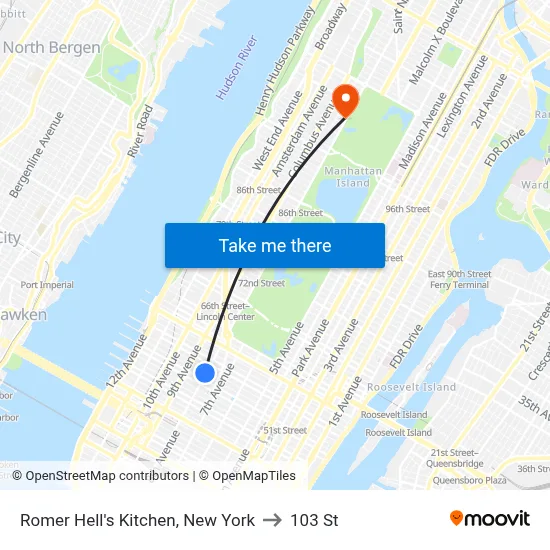 Romer Hell's Kitchen, New York to 103 St map