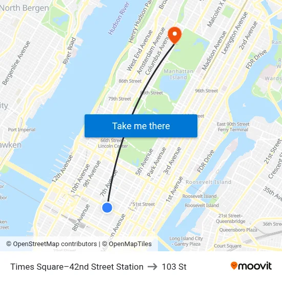 Times Square–42nd Street Station to 103 St map