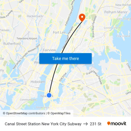Canal Street Station New York City Subway to 231 St map