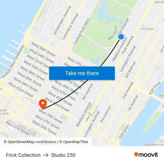 Frick Collection to Studio 250 map