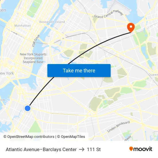 Atlantic Avenue–Barclays Center to 111 St map