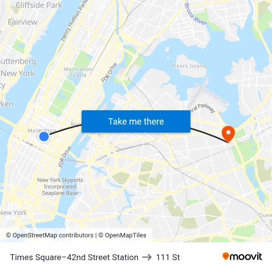 Times Square–42nd Street Station to 111 St map