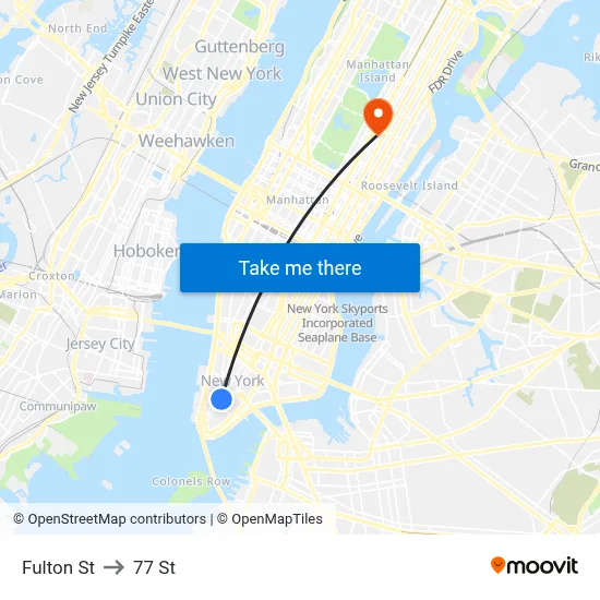 Fulton St to 77 St map