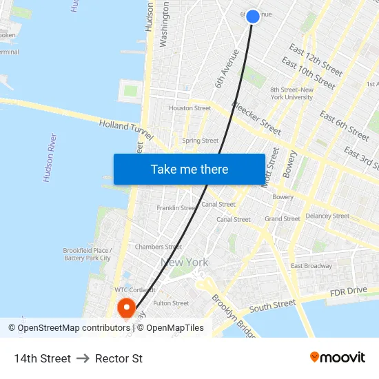 14th Street to Rector St map