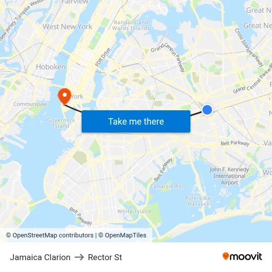 Jamaica Clarion to Rector St map