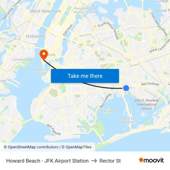Howard Beach - JFK Airport Station to Rector St map