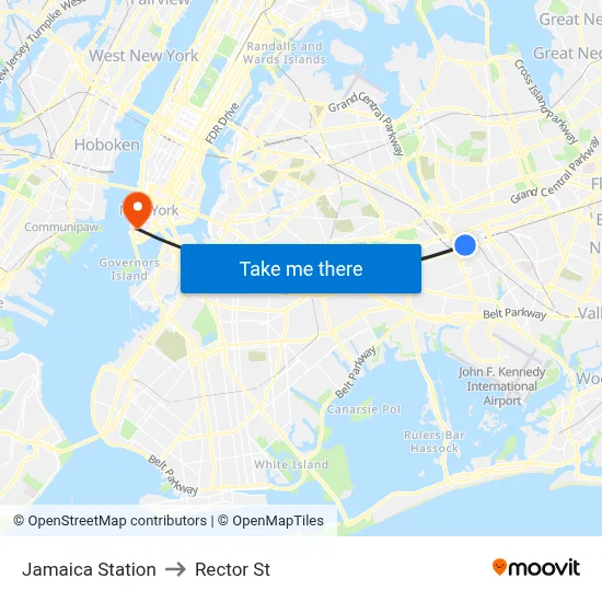 Jamaica Station to Rector St map