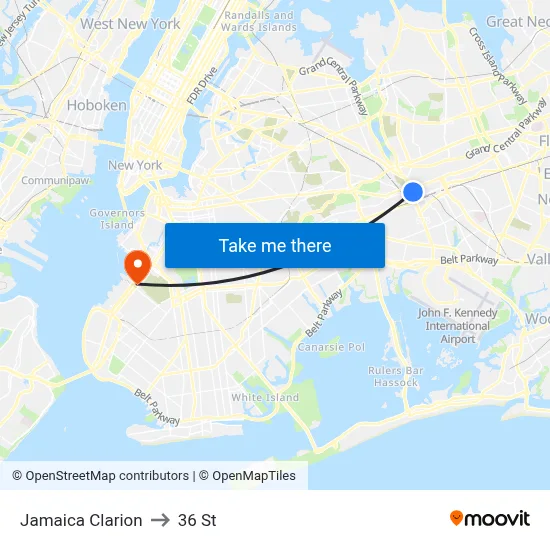 Jamaica Clarion to 36 St map