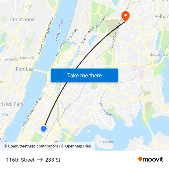 116th Street to 233 St map