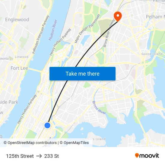 125th Street to 233 St map