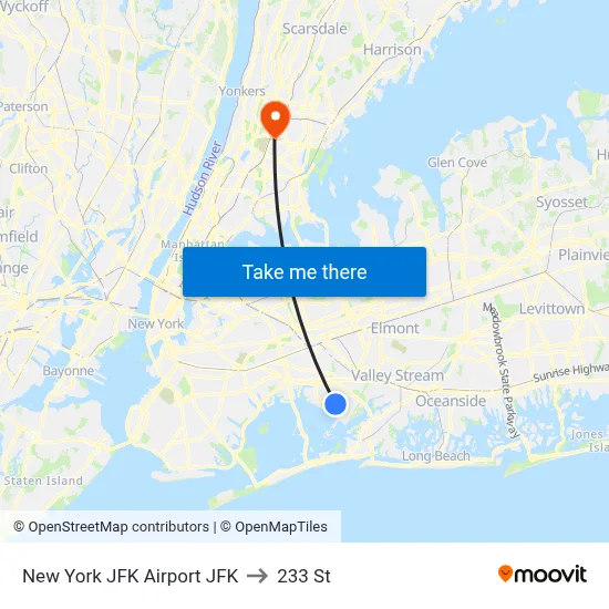 New York JFK Airport JFK to 233 St map