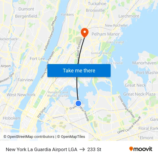 New York La Guardia Airport LGA to 233 St map
