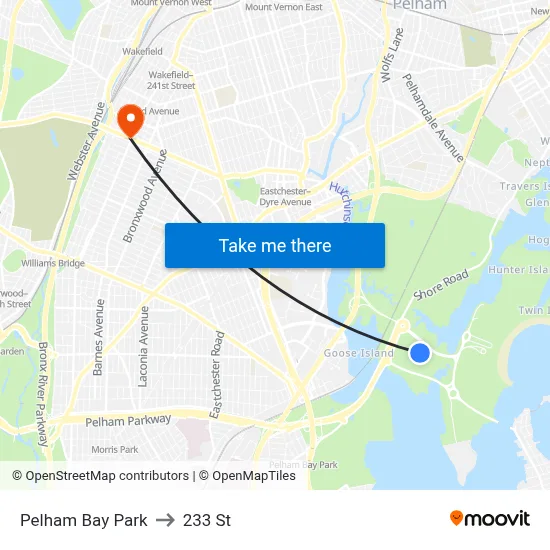 Pelham Bay Park to 233 St map