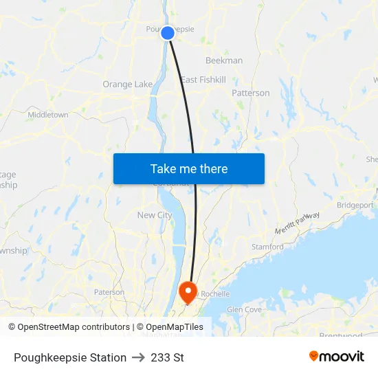 Poughkeepsie Station to 233 St map