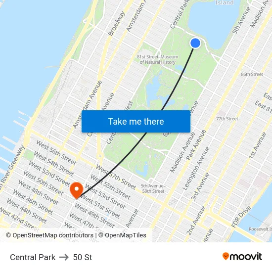 Central Park to 50 St map