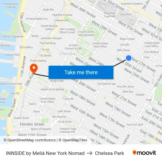 INNSIDE by Melià New York Nomad to Chelsea Park map