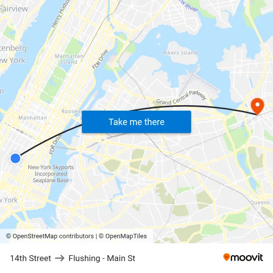 14th Street to Flushing - Main St map