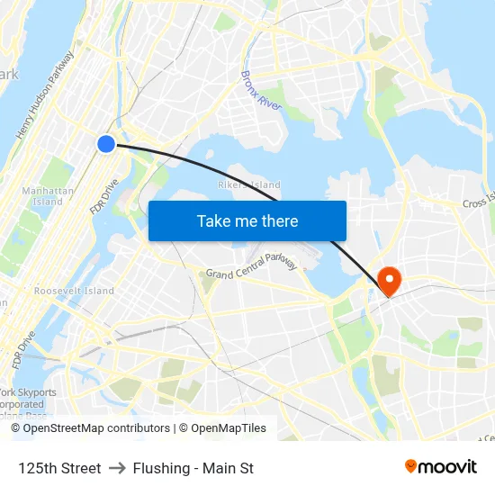 125th Street to Flushing - Main St map