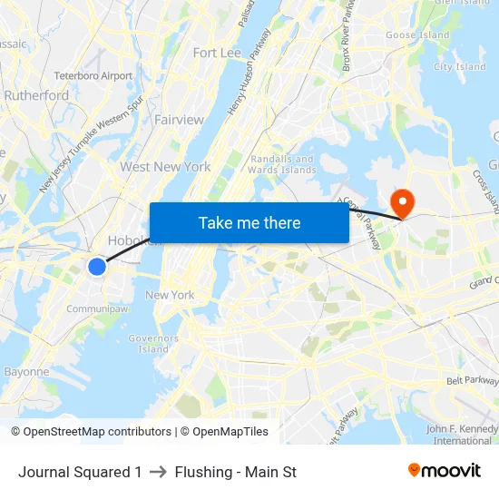 Journal Squared 1 to Flushing - Main St map