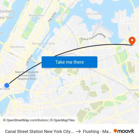 Canal Street Station New York City Subway to Flushing - Main St map