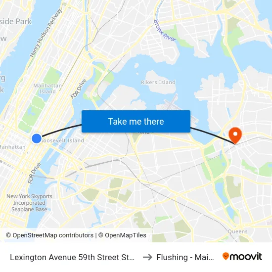 Lexington Avenue 59th Street Station to Flushing - Main St map