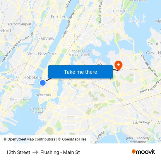 12th Street to Flushing - Main St map
