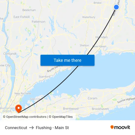 Connecticut to Flushing - Main St map