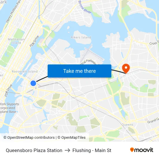 Queensboro Plaza Station to Flushing - Main St map