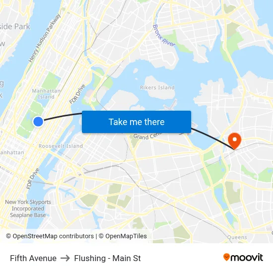 Fifth Avenue to Flushing - Main St map