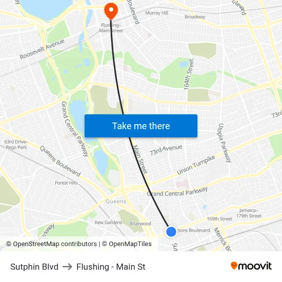 Sutphin Blvd, Jamaica, NY 11435 to Flushing - Main St map