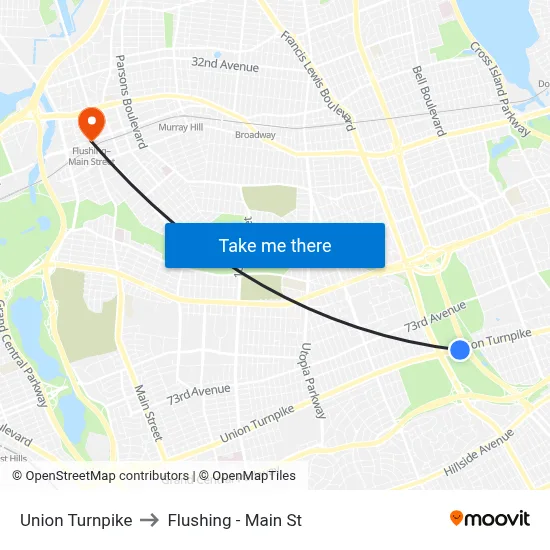 Union Turnpike to Flushing - Main St map