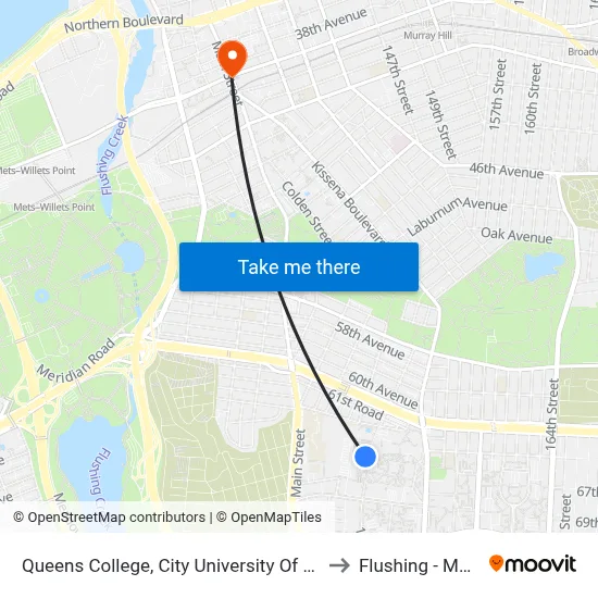 Queens College, City University Of New York to Flushing - Main St map