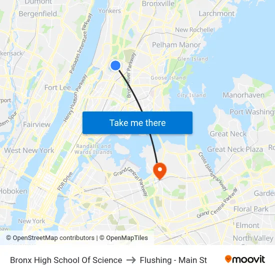 Bronx High School Of Science to Flushing - Main St map