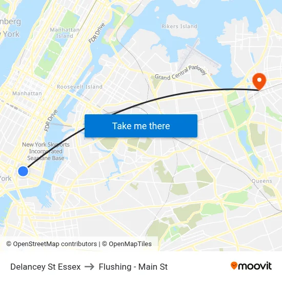 Delancey St Essex, New York, NY 10002 to Flushing - Main St map