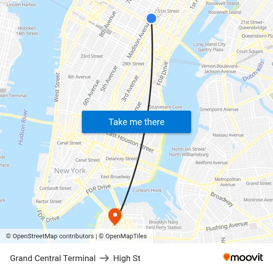 Grand Central Terminal to High St map