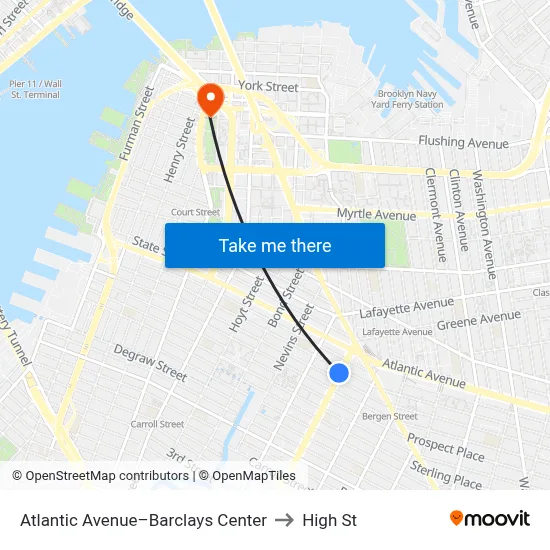 Atlantic Avenue–Barclays Center to High St map