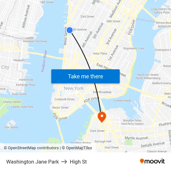 Washington Jane Park to High St map