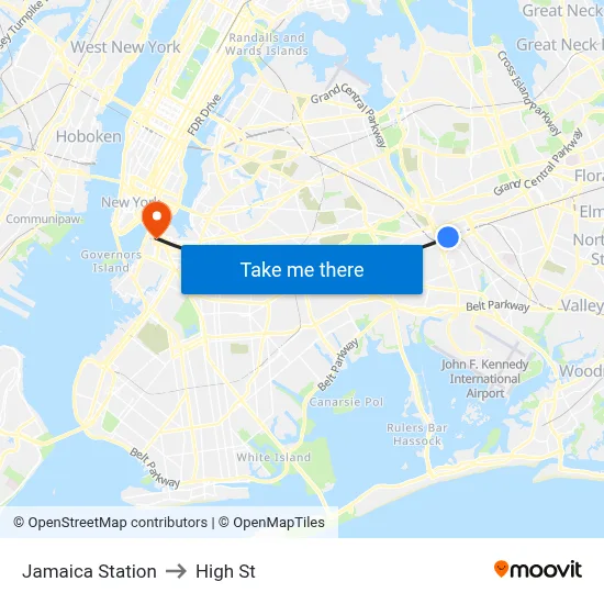 Jamaica Station to High St map