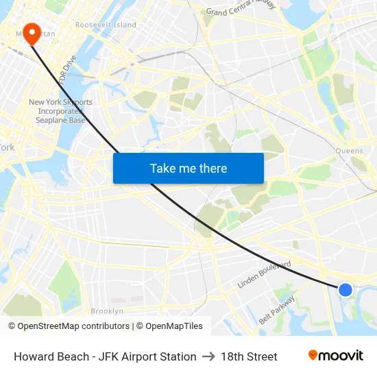 Howard Beach - JFK Airport Station to 18th Street map