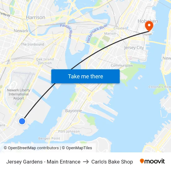 Jersey Gardens - Main Entrance to Carlo's Bake Shop map