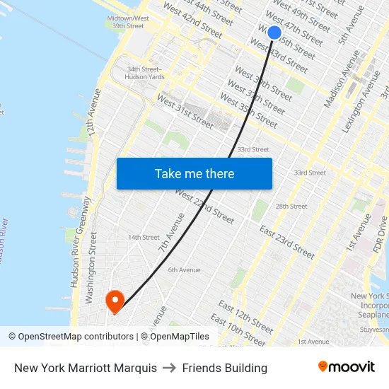 New York Marriott Marquis to Friends Building map