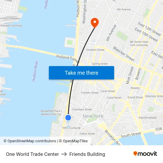 One World Trade Center to Friends Building map