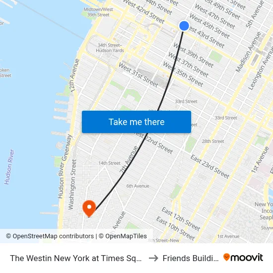 The Westin New York at Times Square to Friends Building map